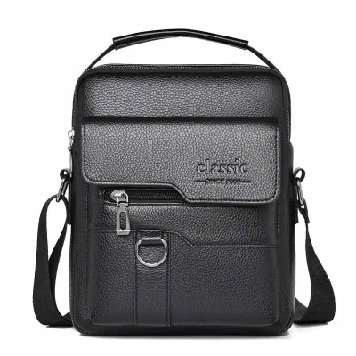 Men Fashion Casual Commuter PU Crossbody Bag Solid Color