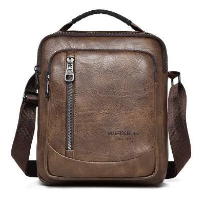 Men Fashion Casual Commuter PU Crossbody Bag Solid Color
