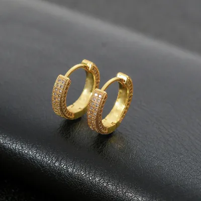 Women Fashion Simple Full Diamond Earrings Silver Plated