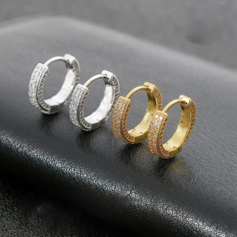 Women Fashion Simple Full Diamond Earrings Silver Plated