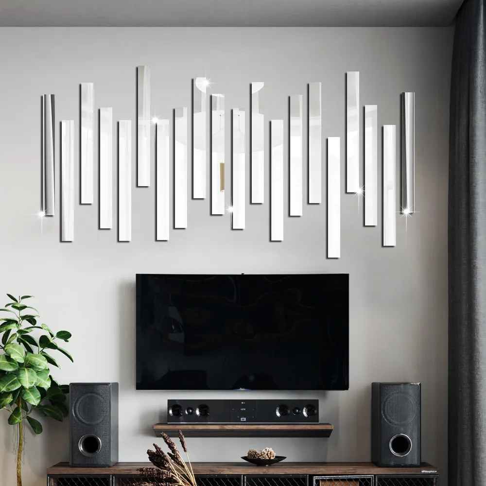 Modern Simplicity Acrylic Mirror Border Decorative Line Home Wall Sticker for Living Room Bedroom