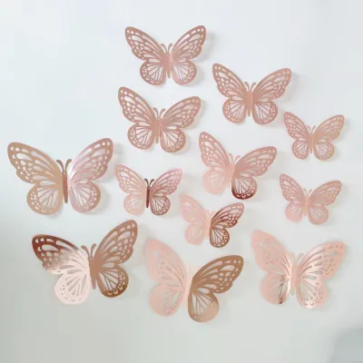 Cartoon 3D Hollow Butterfly Wall Stickers Living Room Wall Decoration 12-Set