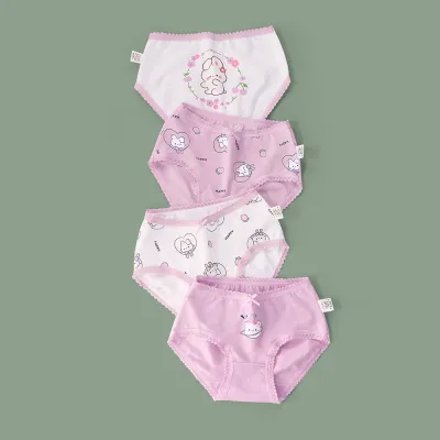 Kids Toddler Girls Cotton Underwear Cartoon Print Briefs Sets Pajamas