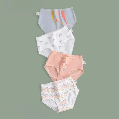 Kids Toddler Girls Cotton Underwear Cartoon Print Briefs Sets Pajamas