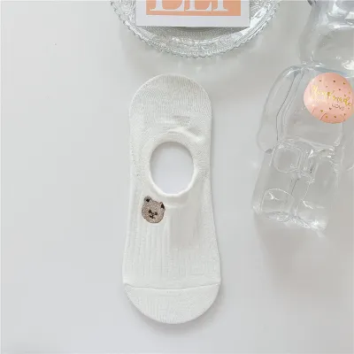 Women Fashion Cute Floral Bow Rabbit Embroidered Silicone Non-Slip Socks