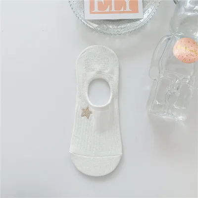 Women Fashion Cute Floral Bow Rabbit Embroidered Silicone Non-Slip Socks