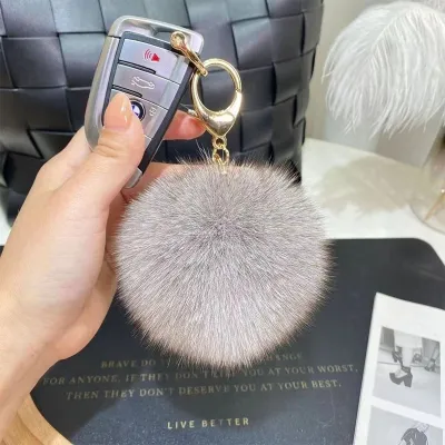 Women Fashion Simple Fur Ball Key Chain Pendant