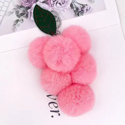Women Fashion Creative Plush Grape Key Chain Pendant Pastoral Style Bag Hanging Ornament
