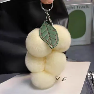 Women Fashion Creative Plush Grape Key Chain Pendant Pastoral Style Bag Hanging Ornament