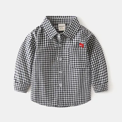 Kids Toddler Boys Fashion Casual Cotton Cartoon Print Long Sleeve Lapel Shirt