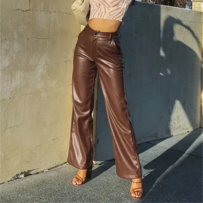 Women High Elastic PU Leather Micro-Type Pants Urban Wind Style