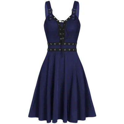 Women Gothic Punk Sleeveless Strap Dress