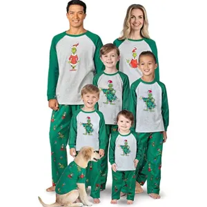 Christmas Fawn Print Round Neck Family Matching Parent-Child Pajamas Long Sleeve
