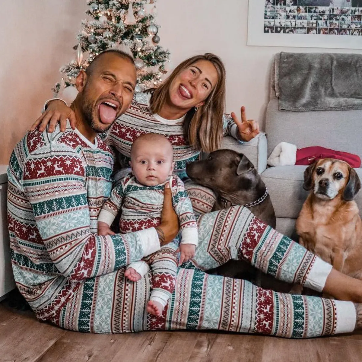 Christmas Graphic Animal Print Parent-Child Family Matching Pajamas Cotton Blend