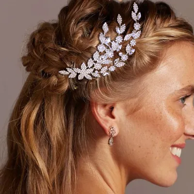 Women Fashion Rhinestone Bridal Hair Clips Diecast Party Wedding