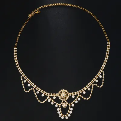 Women Fashion Ethnic Style Sexy Multi-Layer Rhinestone Forehead Chain Bridal Hair Accessories