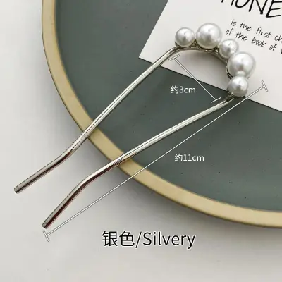 Women Fashion U-Shaped Pearl Metal Hairpin Simple Geometry Hair Accessories