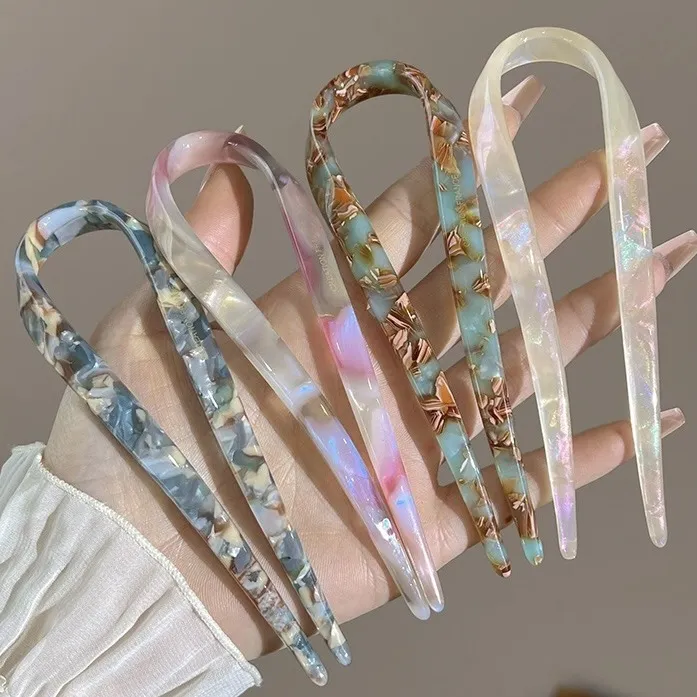Women's Fashion Simple Acetic Acid U-Shaped Hairpin New Chinese Style Hair Accessory