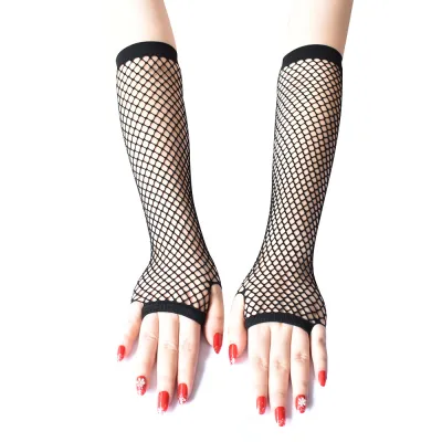 Women Gothic Fishnet Stretch Half Finger Gloves Nylon
