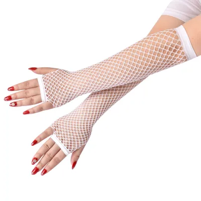 Women Gothic Fishnet Stretch Half Finger Gloves Nylon