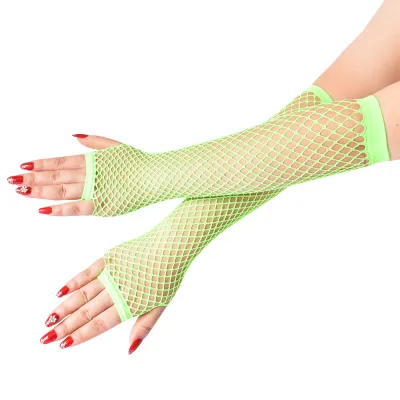 Women Gothic Fishnet Stretch Half Finger Gloves Nylon
