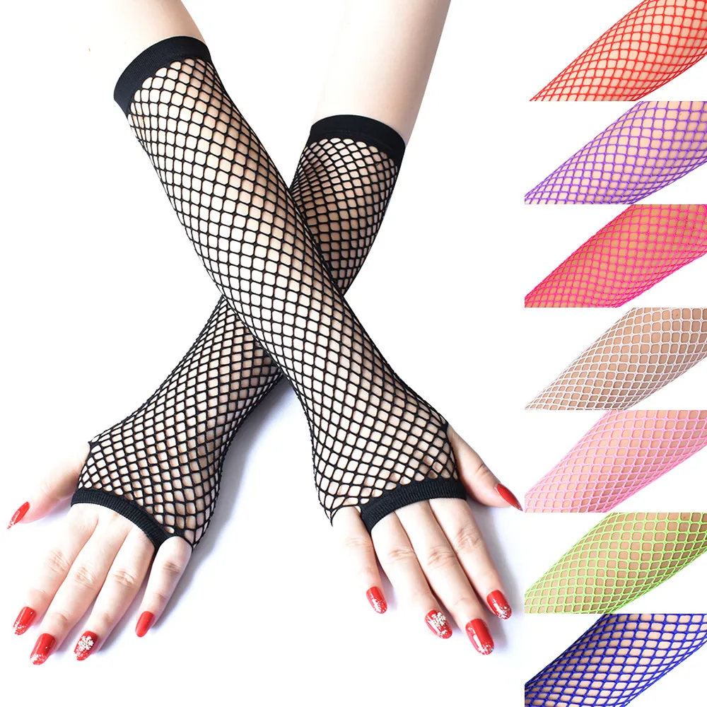 Women Gothic Fishnet Stretch Half Finger Gloves Nylon