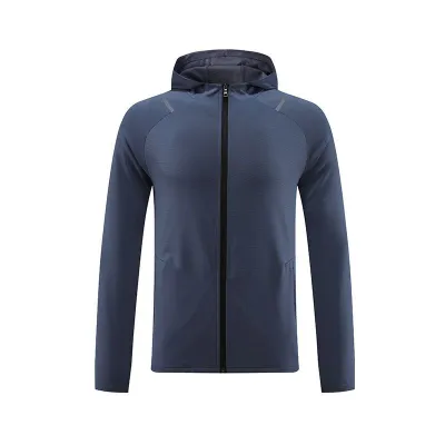 Men Casual Sports Basic Loose Long Sleeve Hooded Training Jacket