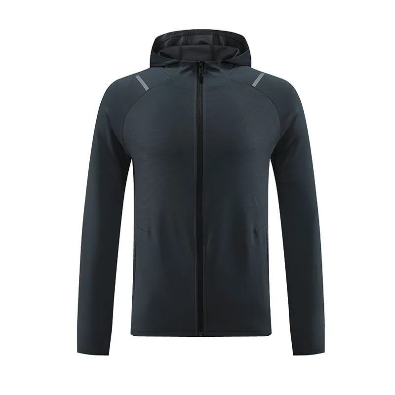 Men Casual Sports Basic Loose Long Sleeve Hooded Training Jacket