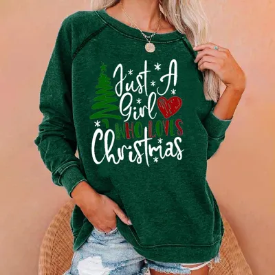 Women Casual Skull Maple Letters Print Crewneck Long Sleeve Sweatshirt