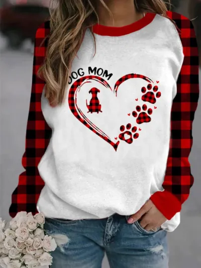 Women Casual Skull Maple Letters Print Crewneck Long Sleeve Sweatshirt