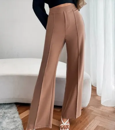 Women Casual Urban Wind High Waist Micro-Type Solid Color Pants