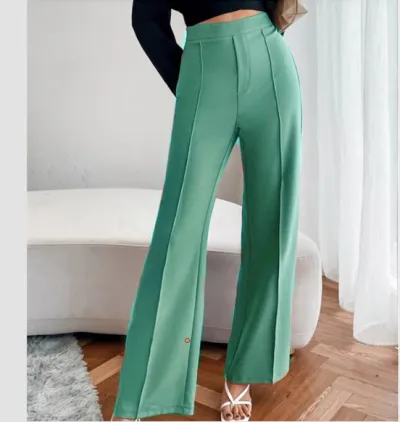 Women Casual Urban Wind High Waist Micro-Type Solid Color Pants