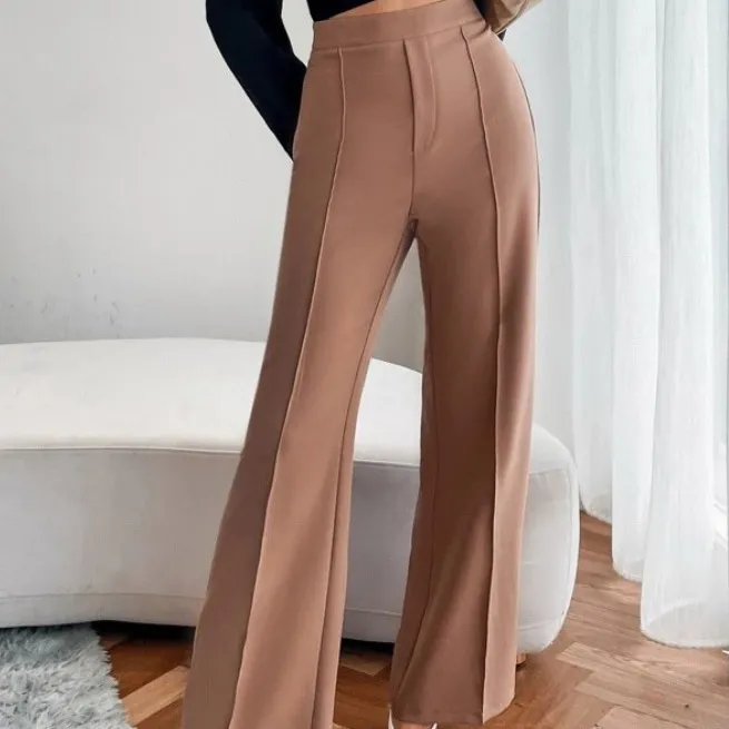 Women Casual Urban Wind High Waist Micro-Type Solid Color Pants