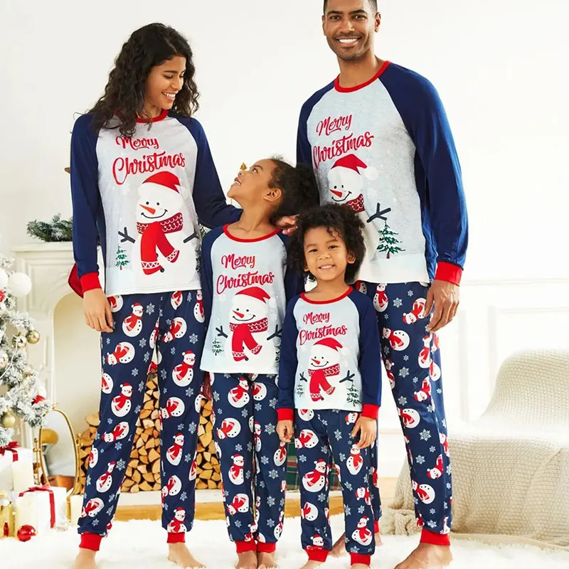 Christmas Family Matching Pajamas Snowman Printed Homewear Parent-Child Leisure Pajamas