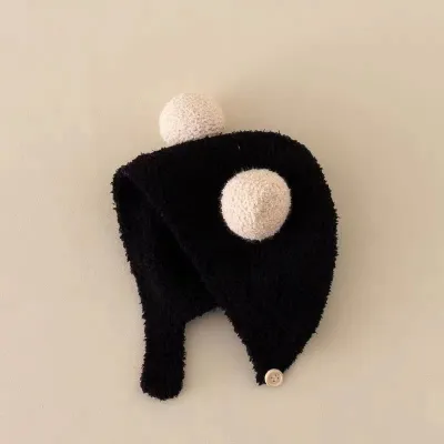 Autumn Winter Baby Ear Protection Coral Fleece Cute Knitted Hat