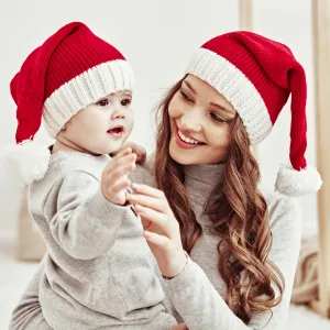 Autumn Winter Fashion Red Christmas Wool Ball Warm Knitted Hat