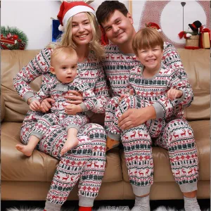 Christmas Family Matching Elk Printed Pajamas for Parents and Kids