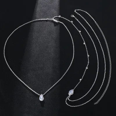 Women Fashion Simple Drop Shaped Zircon Back Body Chain