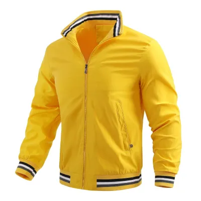 Men Plus Size Spring Autumn Casual Long Sleeve Stand Collar Jacket