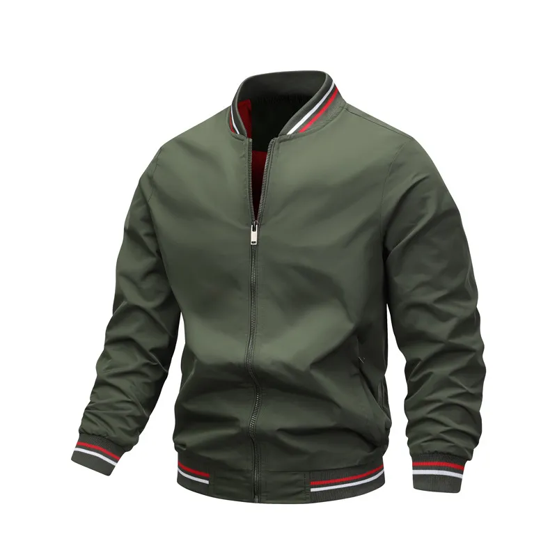 Men Spring Autumn Casual Plus Size Long Sleeve Stand Collar Simple Jacket
