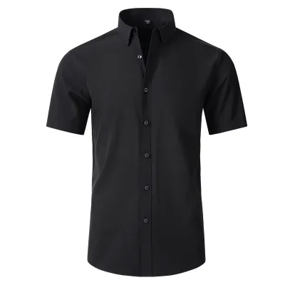 Men Fashion Casual Business Basic Solid Color Long Sleeve Slim Fit Dress Shirts