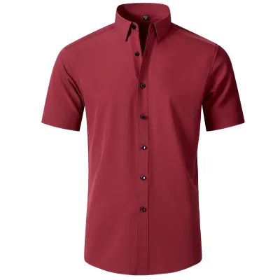 Men Fashion Casual Business Basic Solid Color Long Sleeve Slim Fit Dress Shirts