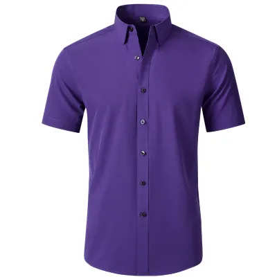 Men Fashion Casual Business Basic Solid Color Long Sleeve Slim Fit Dress Shirts