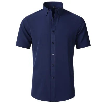 Men Fashion Casual Business Basic Solid Color Long Sleeve Slim Fit Dress Shirts