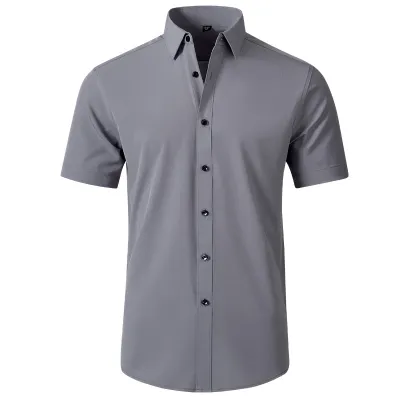 Men Fashion Casual Business Basic Solid Color Long Sleeve Slim Fit Dress Shirts