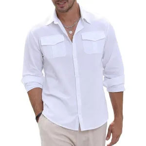Men Fashion Casual Light Cooked Leisure Long Sleeve Lapel Cardigan Shirt