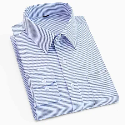 Men Fashion Casual Business Basic Solid Color Plus Size Long Sleeve Lapel Dress Shirts