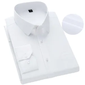 Men Fashion Casual Business Basic Solid Color Plus Size Long Sleeve Lapel Dress Shirts