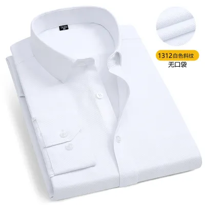 Men Fashion Casual Business Basic Solid Color Plus Size Long Sleeve Square Collar Dress Shirts