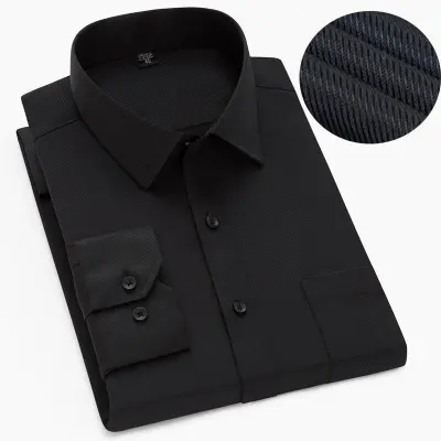 Men Fashion Casual Business Basic Solid Color Plus Size Long Sleeve Square Collar Dress Shirts